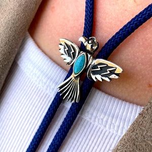 Vintage Eagle Turq. Stone Bolo Tie